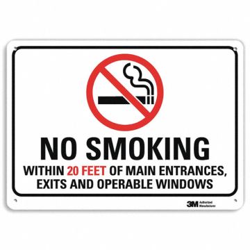 No Smoking Sign 7 in x 10 in Aluminum