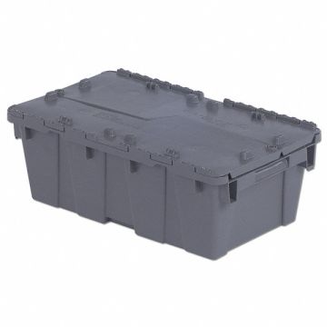 H7036 Attached Lid Container Gray Solid HDPE