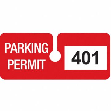 Parking Permits Rearview Wht/Red PK100