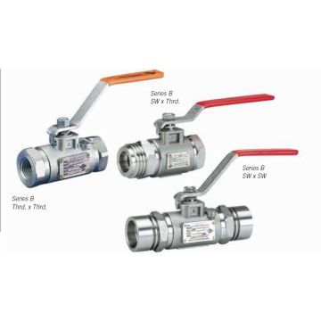 Valve, Ball, 3PC Floating, 3/4", 5000 psi, MNPT x FNPT, FP, WCB/SS316/Delrin/Buna N, Lever Op.