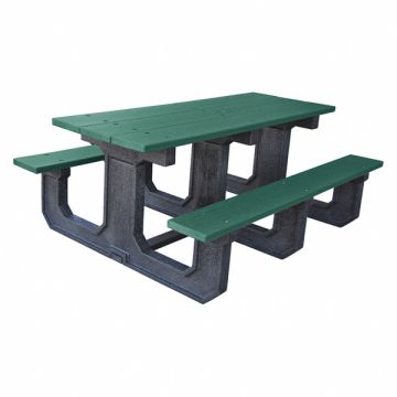 Picnic Table Green 96 in W Rectangular