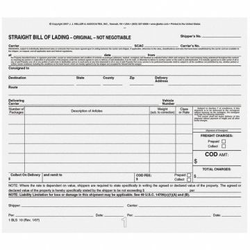 Bill of Lading Forms 3-Part Carbon PK25