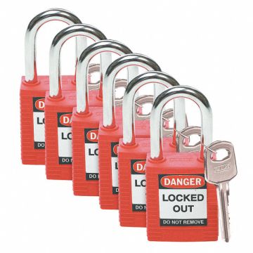 D1951 Lockout Padlock KD Red 1-3/4 H PK6