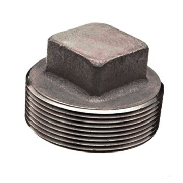 Square Plug 1.25" Malleable Iron, NPT, CL.150, Galvanized