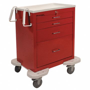 Emergency Cart 25x32x39 Red 4 Drawer