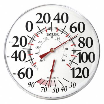 Dial Thermometer with Humidity 12 in.