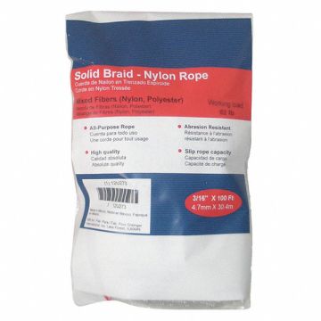 Rope Nylon Braided 3/16 in Dia 100ft L