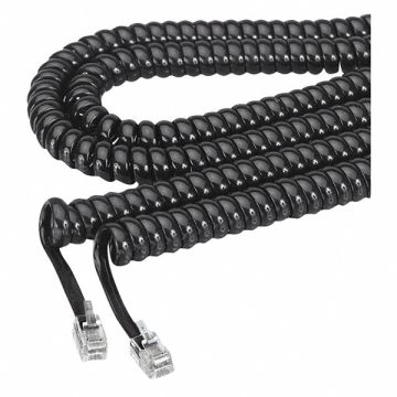 Coiled Phone Cord 12 ft Black