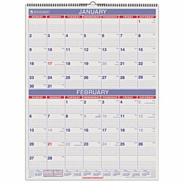 Two-Month-View Wall Calendar 22x29 In.