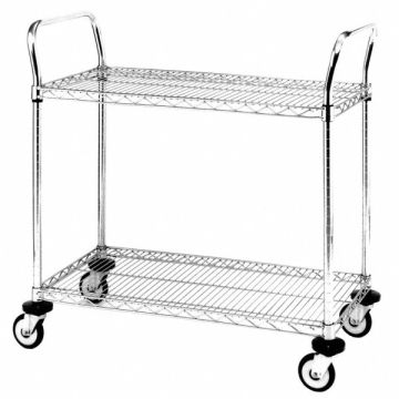 Utility Cart SS Wire Shelves 18Wx36Lx38H