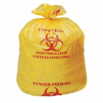Biohazard Bags 30 to 33 gal Yellow PK100