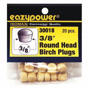 Round Head Plugs Wood 3/8 PK20