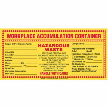 California Waste Label PVCF PK100