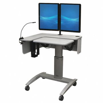 Computer Cart Gray 30 to 46 H x 42 W