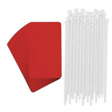 Tag Rectangle Red 5 H 3 W PK25