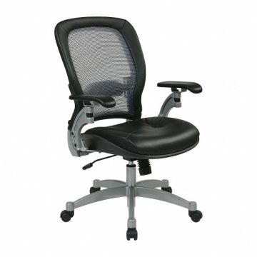 Desk Chair Leather Black 18-22 Seat Ht