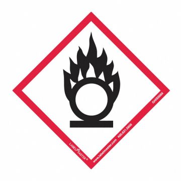 GHS Flame Over Circle Label 4 H 4 W PK50