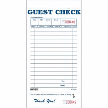 Guest Checks  Receipts PK100