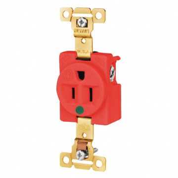 Receptacle Red 15A 125VAC Single Outlet
