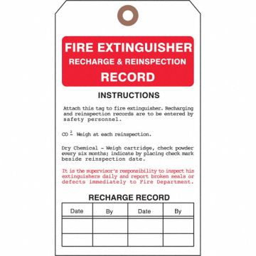 Fire Extinguisher Tag 7 x 4 In PK25