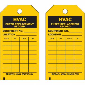HVAC Fl Replacement Rcd Tag Bk/Yel PK10