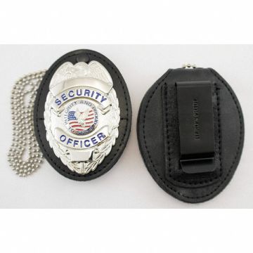 Badge Holder Universal Black Leather
