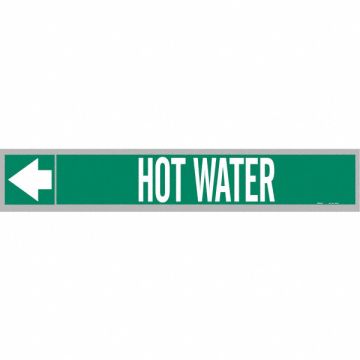 Pipe Marker Hot Water 2in H 12in W
