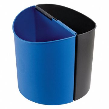 Wastebasket Half Round 3 gal Black/Blue