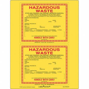 California Waste Label Paper 6 x5 PK25