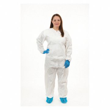 G7610 Collared Coverall Elastic White M PK25