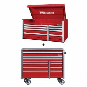 Rolling Cabinet with Top Chest Red