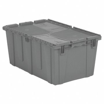 E3380 Attached Lid Container Gray Solid HDPE