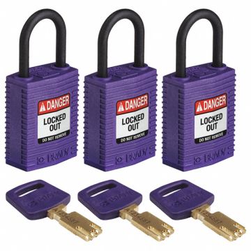Lockout Padlock Nylon Purple PK3