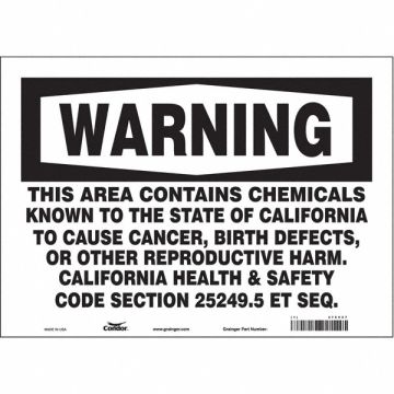 Safety Sign 14 Wx10 H 0.004 Thickness
