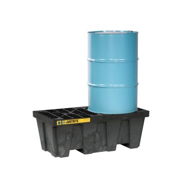 EcoPolyBlend Spill Control Pallet, 2 Drum, Recycled Polyethylene, Black