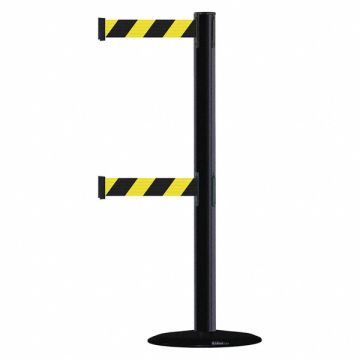 D0016 Barrier Post with Belt Black No Scuff