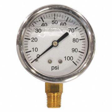Liquid Filled Pressure Gauge 0-100 PSI