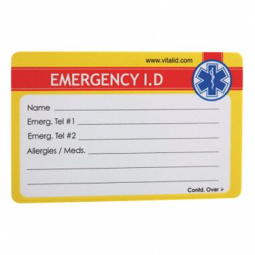 Emergency Wallet I.D. Card Plastic PK200