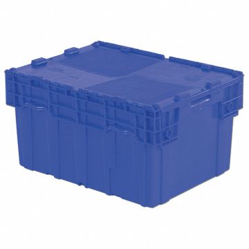 E3402 Attached Lid Container Blue Solid HDPE
