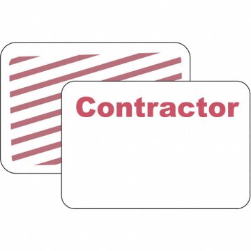 D0065 Contractor Badge 1 Week Red/White PK500