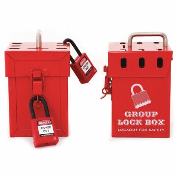 Group Lockout Box Red Steel 7-1/2 H