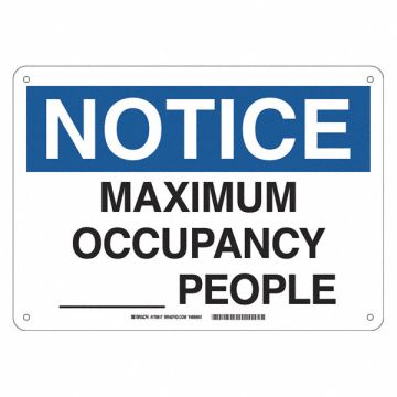 Write-On Maximum Occupancy Sign 10 H