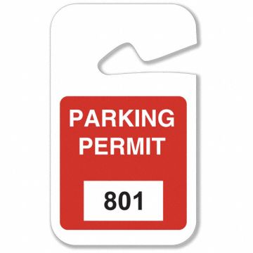 Parking Permits Rearview 801-900 Wht/Red