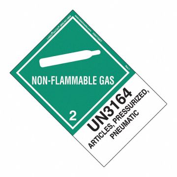 Non-Flammable Gas Label UN316 PK500