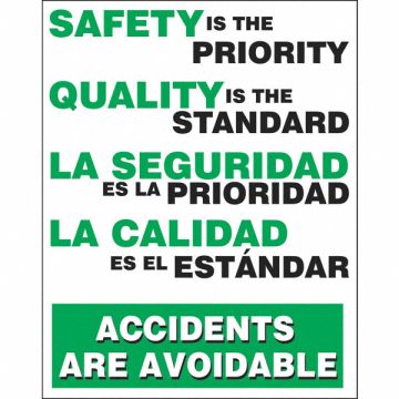 Safety Poster 22 in x 17 in Plastic