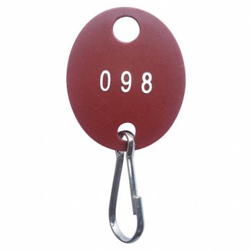 Key Tag Numbered 101 to 200 Red PK100