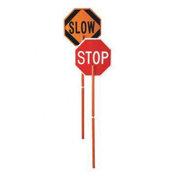 Stop/Slow Pole Mounted Paddle Red/Orange