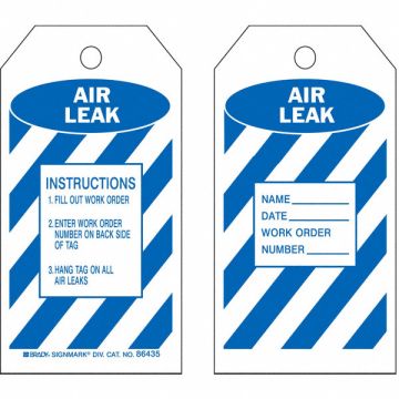 Air Leak Tag 5-3/4 x 3 In Bl/Wht PK10