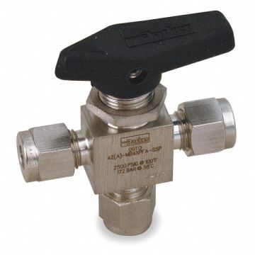 SS Ball Valve 3-Way Comp 1/4 in