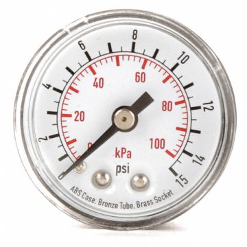 D1335 Pressure Gauge 0 to 15 psi 0 to 100 kPa